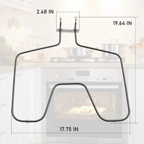 Top Notch Oven Element Replacement WB44T10010 For GE Spectra And Kenmore Ovens, Bottom Heating Element, 164D3871P001 with dimensions