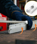 15.25 Inch Sheet Metal Bender Hand Tool With 1 Inch Fold Depth Manual Hemming Tool in use on metal surface for HVAC and roofing.