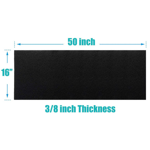 Extra Thick 3/8 Inch 16x50 Activated Carbon Filter Sheet With MERV 7 For Litter Box Odor Slayer, black sheet dimensions