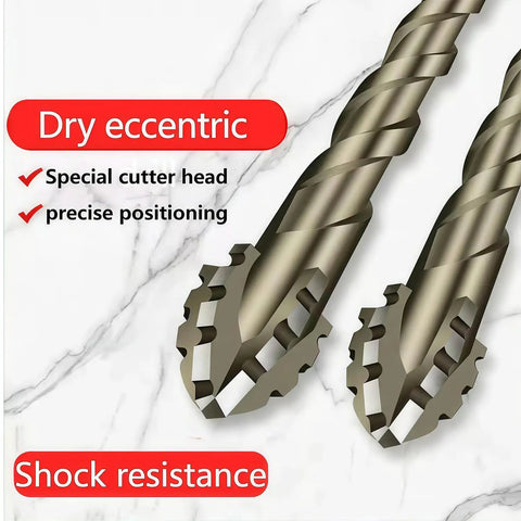 Rock Solid Four Flute Sawtooth Eccentric Drill Bit Kit With Titanium Coating For Stone, Glass, And Metal Super Durability And High Speed Drilling That Will Blow Your Mind. dry eccentric drill bits, 2-piece titanium alloy steel set