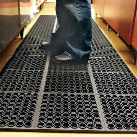 Anti Fatigue Rubber Floor Mat Interlocking Non Slip Drainage Tile For Restaurant Kitchen Bar Garden Outdoor Wet Areas 36 By 36 Inches Heavy Duty Commercial Grade