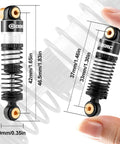 42mm Double Spring Big Bore Oil Shock Absorber Beefed-Up Bolt-On Upgrade For Axial SCX24 AX24 shown with measurements