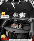 Before and after using Retractable Cargo Cover For Hyundai Tucson 2022 2023 2024 2025 2026 Gas And Hybrid Models Black Trunk