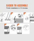 Assembly steps for Must Have Heavy Duty 3 Tier Kitchen Utility Cart On Wheels With 661 Lbs Capacity, showing easy installation.