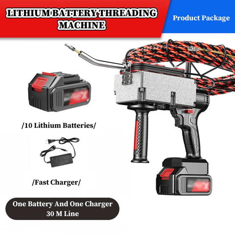 Cordless Automatic Cable Puller Tugger For Electricians Features Battery Operated Wire Feeder with Lithium battery and charger included.