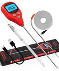 40 Inch Leave-In Digital Meat Thermometer With External Probe, Rechargeable Instant-Read Food Thermometer, probe, cable, and packaging