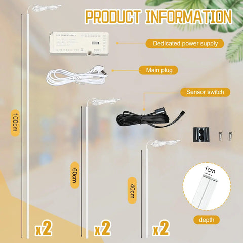 Components of Six Pack Wood Wall Panel LED Recessed Lighting Kit With Touch Switch Self Adhesive 3000K Warm White Light For Wood Slat Walls