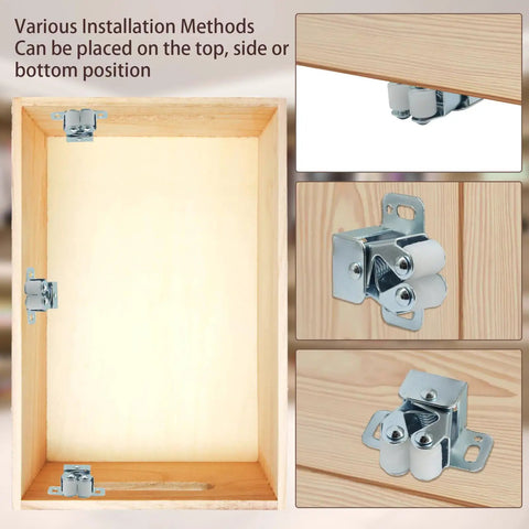 20 Pcs Double Roller Cabinet Door Latches With Screws For Cupboard Closet Kitchen Cabinets Durable Iron Hardware Silver