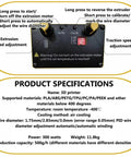 Straight Up High Precision 3D Printer Filament Extruder And Filament Recycler With Auto Coil Winding control panel and specifications