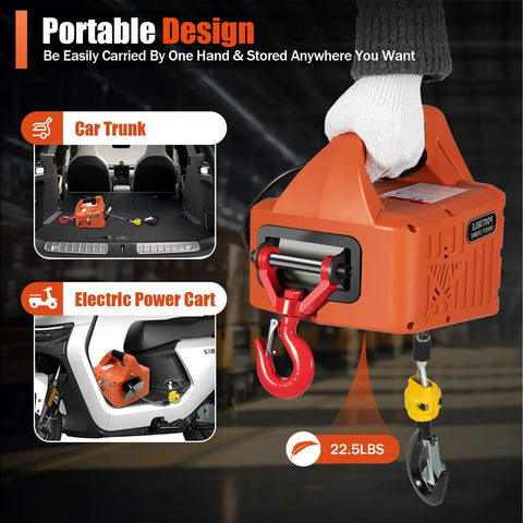 Cool 110V 1500W Portable Electric Hoist Winch Lifts Up To 1100lbs with a portable design for easy storage and transport.