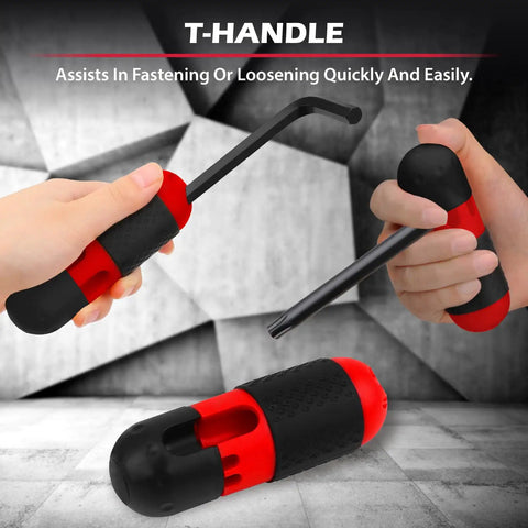 T-handle from 41 Piece Hex Key And Torx Wrench Set With Torque Handle, SAE And Metric L Shaped Allen Keys, T9-T50 Torx