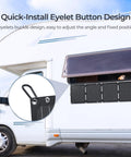 Ultra Light 30W Portable Solar Panel Charger With USB C And USB A Ports mounted on RV using eyelet design