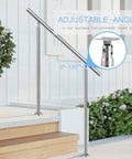 Upgrade Your Curb Appeal Instantly With This Top Shelf Adjustable Stainless Steel Handrail Kit Featuring A Sleek Brushed Silver Finish And Hella Sturdy Floor Mount Brackets For Secure Garden Stairs with adjustable angle for various slopes.