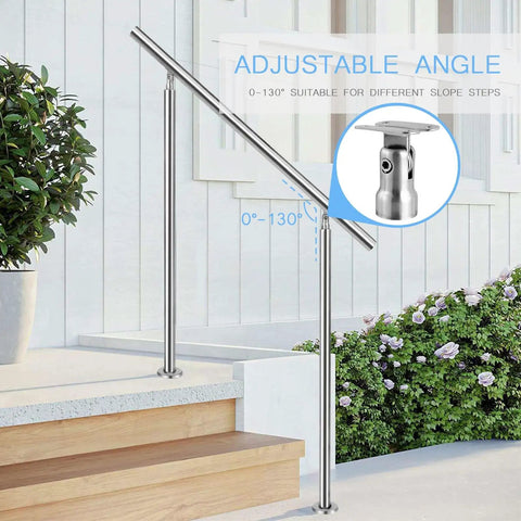 Upgrade Your Curb Appeal Instantly With This Top Shelf Adjustable Stainless Steel Handrail Kit Featuring A Sleek Brushed Silver Finish And Hella Sturdy Floor Mount Brackets For Secure Garden Stairs with adjustable angle for various slopes.