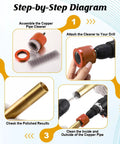 Step-by-step guide for Copper Pipe Cleaner Drill Set With Pro Grade Durable Aluminum Housing in use