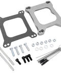 Open Center Three Quarter Inch Carburetor Gasket Adapter Kit 4Bbl To 4Bbl Aluminum Direct Bolt On Replacement For Most 4Bbl Carbs Improves Air Fuel Distribution Excludes Holley 4500 Silver, includes hardware and gasket
