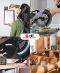 Digital Angle Finder Magnetic With Case And Backlit LCD used for woodworking and construction shown in various settings