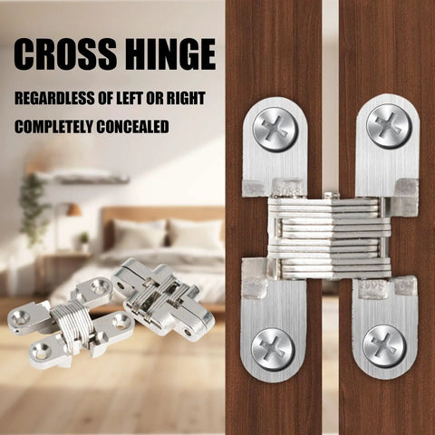 3 Pack Concealed Barrel Door Hinges With 180 Degree Swing Zinc Alloy Auto Close, installed on wooden cabinet door.