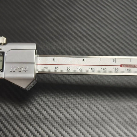 Close-up of a Digital Caliper With Small Point Jaw Stainless Steel Construction For Tiny Grooves And Tight Slots 0 To 6 Inch Measuring Tool