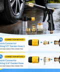 Beastly High Pressure Hose Nozzle For Garden Hose, Adjustable Spray Wand next to car, connectors, and hose on wet surface