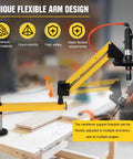 Aluminum Alloy Cantilever Support Frame With 360 Degree Flexible Arm for Pneumatic Tapping Machines on workshop table.