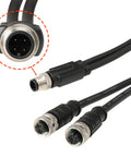 4 Pin A Coded M12 Y Splitter Cable 1 To 2 For Industrial Automation, close-up of male to female connectors, PVC shielded 30cm