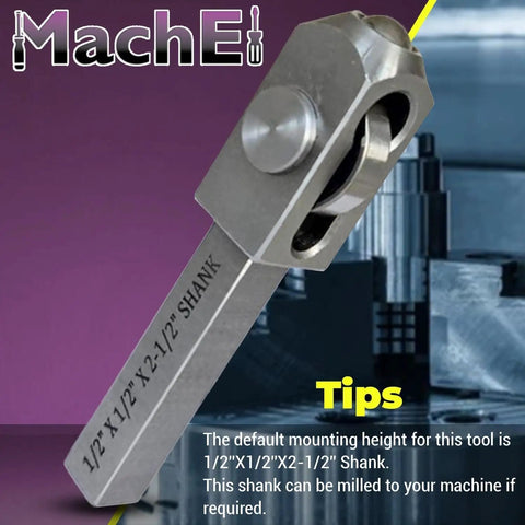 Mini Lathe Roller Burnishing Tool 1/2 In Shank By 2-1/2 In Overall Length showcasing shank details for CNC and manual lathes.