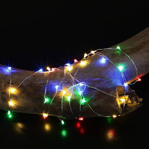 Outdoor Battery Powered Fairy Lights With Timer, 33 Ft Of 100 LED Cozy Warm White Glow Waterproof String Lights on branch