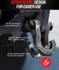 Interlocking design of Beefy Heavy Duty D Ring Shackles Two Pack With Seven Eighths Inch Pin Forty Five Thousand Pound Break Strength shown.