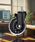 Five Pcs 3 Inch Polyurethane Caster Wheels Silent Rolling Heavy Duty Furniture Casters Smooth As Butter Hella Durable Cart Replacement Parts Built Tough For Easy Gliding Daily Home Or Shop Use, close-up view of a caster wheel with threaded stem.