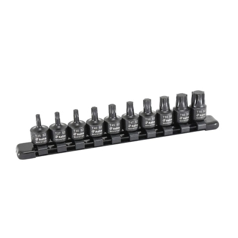 Ten Piece Three Eighths Inch Drive Nano Impact Torx Bit Socket Set With S2 Alloy Lifetime Warranty Includes T25 Through T60 Torx Sizes