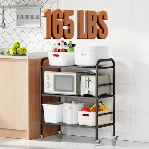 Heavy Duty 1.5 Inch Threaded Stem Caster Wheels With M8x20mm Swivel Screw Base on kitchen shelving supporting 165 lbs.