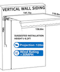 12x10 Ft Manual Retractable Outdoor Patio Awning With Easy Crank Handle Windproof And UV Protected Sun Shade Canopy For Deck Backyard Garden Or Balcony Water Resistant Gray Polyester Fabric installation schematic