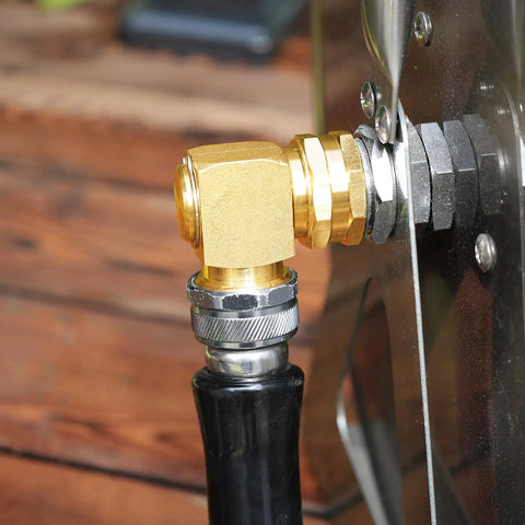 90 Degree Garden Hose Swivel Elbow Connector Three Quarter Inch GHT Brass Elbow Durable Fitting For Easy Leak Proof Watering With Included Washers Sealing Tape And Sealing Rings on hose