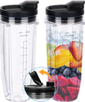 32oz Blender Cup With Sip And Seal Lid Replacement For Auto IQ Series Blenders 2 Pack Fits 4 Inch Blade Models BL450 BL454 BL455
