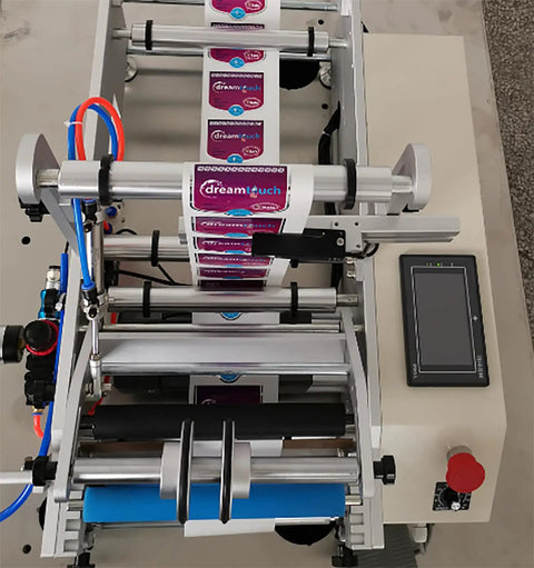 Semi Automatic Round Bottle Labeling Machine With Dual Side Option And Simple Foot Switch for clean labeling and easy operation.