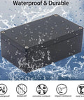 Hella Durable IP65 Waterproof ABS Project Case, top view with water droplets, sturdy outdoor electrical housing for 6.3 x 4.33 x 3.54 inch builds.