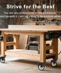 Wooden workbench on 4 Inch Heavy Duty Industrial Caster Wheels Set Of 4 With Dual Locking Brakes, 2200 Lbs Capacity for Cart and Workbench.