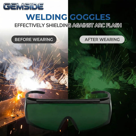 Lightweight IR5.0 Welding Sunglasses Featuring A Snug Wrap-Around Fit For Kickass Eye Protection During Hardcore Shop Jobs And Weekend Garage Builds With Zero Sweat Interference, showcasing before and after arc flash protection.