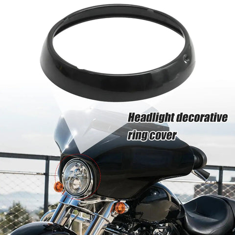 Black 7 Inch Headlamp Trim Ring Cover Replacement For Harley-Davidson Touring on motorcycle