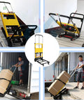 120W Powered Electric Stair Climbing Hand Truck Dolly Cart With 24V Lithium Battery, Heavy Duty Stair Climber For Moving Boxes And Gear. Yellow steel frame