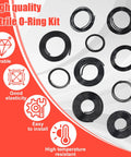 50ft Buna N O Ring Splicing Kit With Jig Knife Adhesive And Gloves For Hydraulic Automotive And Plumbing Systems Universal O Ring Repair Set Durable Nitrile Rubber Seals Heat Resistant Up To 120 Celsius Portable Case Included, displaying multiple rolled nitrile O-rings on a red background highlighting features.