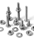 All Purpose 1/4-20 Stainless Steel Hex Bolts Kit with flange nuts and flat washers, fully threaded, 304 grade hardware set.