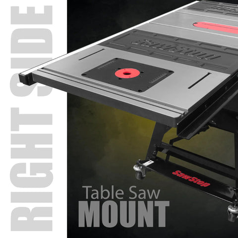 Beefy Heavy Duty Cast Iron Table Saw Router Extension Wing 27 By 16 Inches mounted on saw showing right side view