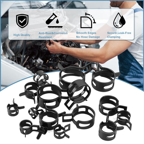 152 Piece Spring Band Hose Clamp Kit With Pliers 16 Sizes From 6 To 25 Mm Automotive Fuel Line Vacuum Silicone Hose Clamps