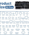 52 Shapes Leather Hole Punch Set With Hollow Punch Dies For Belts And DIY Crafts Pro Grade Cutter Kit with size chart