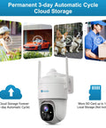 2K Solar Wireless Outdoor Security Camera With 360 Degree PTZ, Solar Powered 3MP HD, WiFi, Smart AI Alerts, 2 Way Talk, Cloud Or SD Storage
