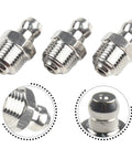 Heavy Duty 201 Stainless Steel Straight Hydraulic Grease Fittings With Exact M10 X 1mm Thread Fits Auto Truck And Machinery Rust Resistant Leaking Proof Built To Last Through Industrial Jobs Saving Money And Keeping Your Equipment Safe And Works Great. pack of 3