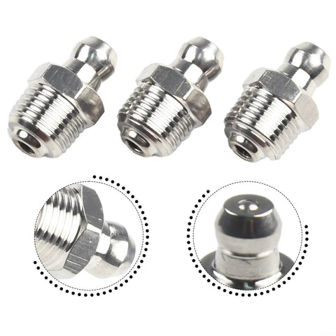 Heavy Duty 201 Stainless Steel Straight Hydraulic Grease Fittings With Exact M10 X 1mm Thread Fits Auto Truck And Machinery Rust Resistant Leaking Proof Built To Last Through Industrial Jobs Saving Money And Keeping Your Equipment Safe And Works Great. pack of 3