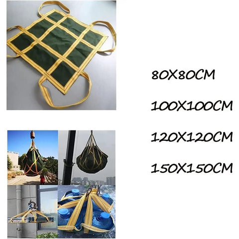 Heavy Duty Canvas Cargo Net For Pallet Lifting, Real Workhorse With Reinforced Handles, 1.2 To 1.5 Ton Capacity, Size 150x150 Cm